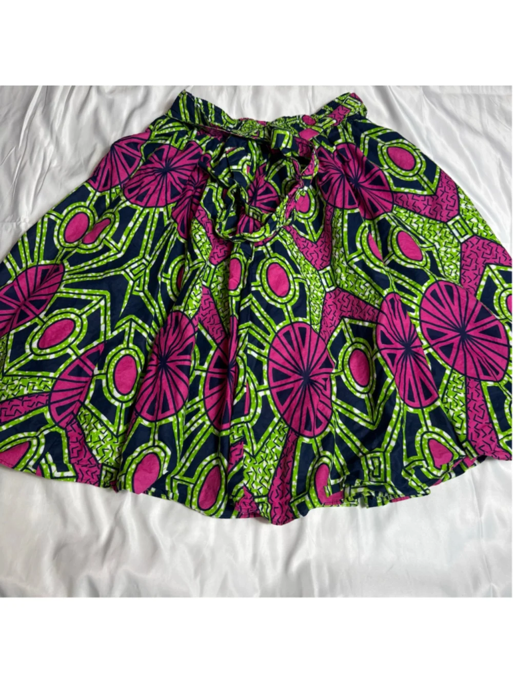 Women's African Stars A-Line Skirt Size M Black Pink Geometric Print